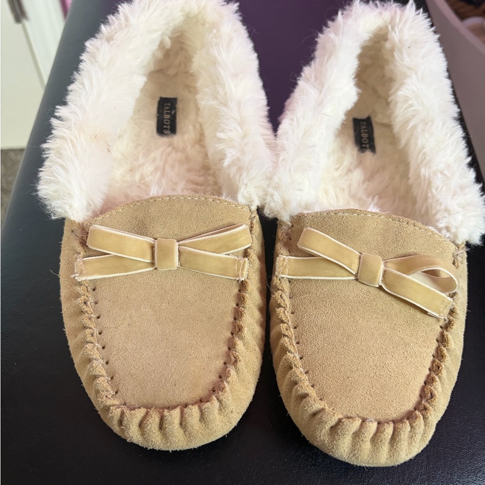 Talbots Tan Slippers with Cream Lining used lightly